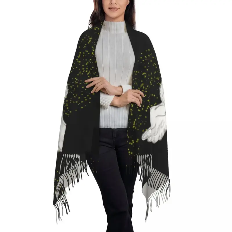 Bufandas mágicas con flecos para mujer, bufanda de lujo con diseño de búho, chal cálido para invierno y otoño