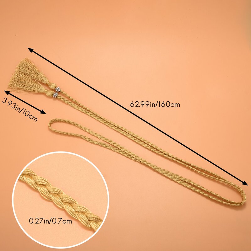 Woven belt knot decorated waist chain waist rope Gold