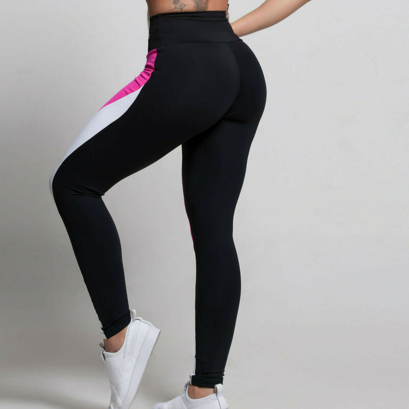 2024 Women's Fashionable Color Blocking Printed Style Leggings Elastic Yoga Dance Pants Gym Wear High Waist Slim Fit Costume