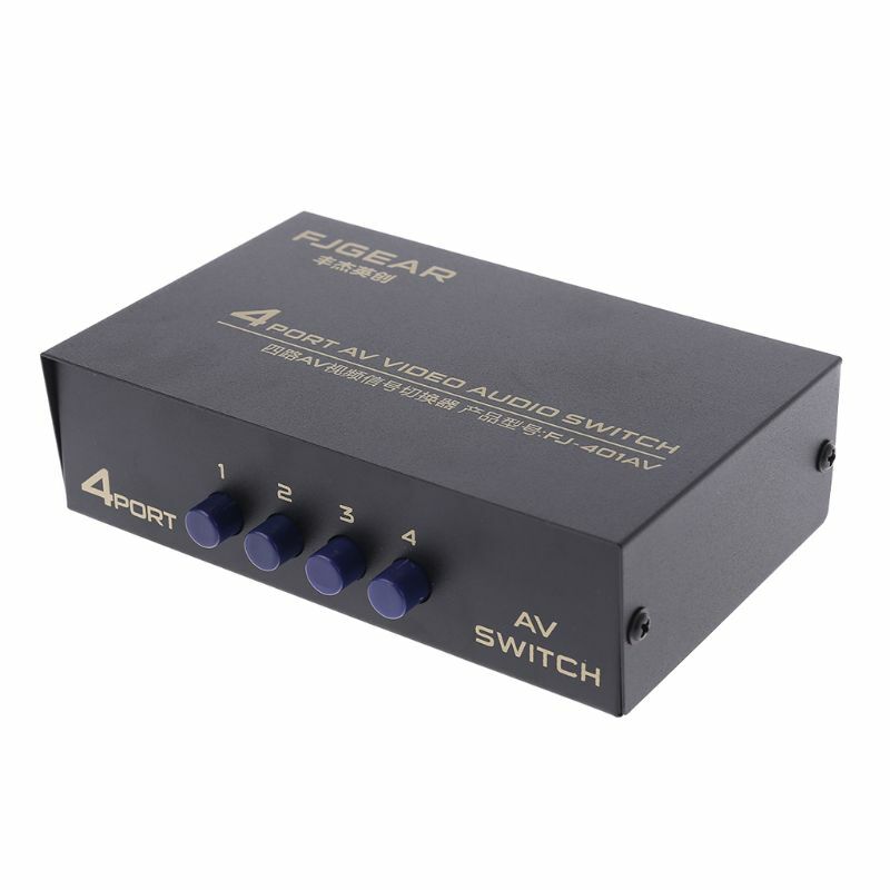 Seletor switcher caixa comutação (4 entradas 1 saída) Áudio RCA estéreo porta 4 vias D5QC