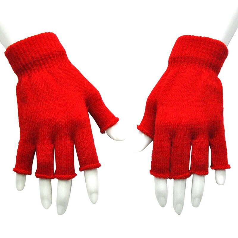 Fäustling gestrickte Halb finger Unisex warme Winter finger lose Handschuhe Erwachsene Häkel handschuhe