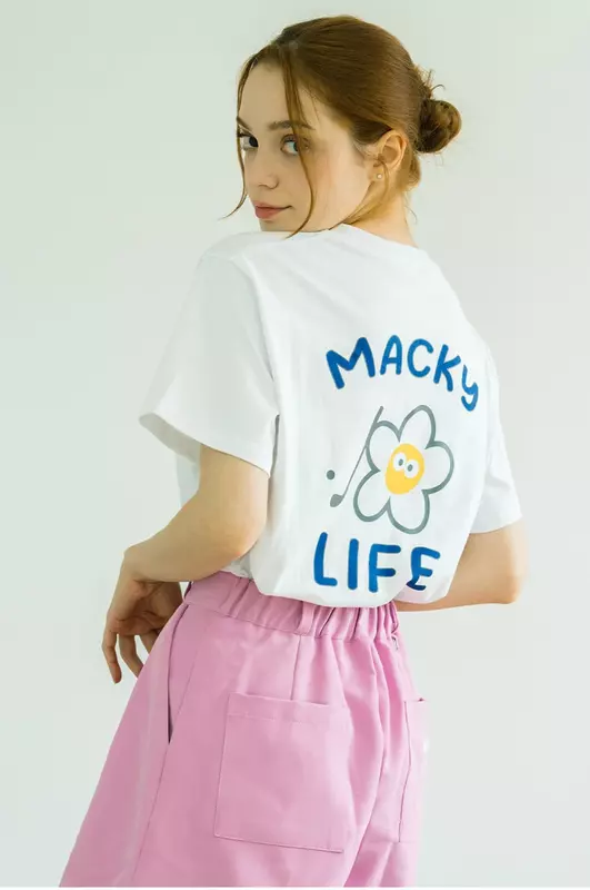 MACKY Pure Cotton New Golf Gown Women's Round Neck Loose Short Sleeve Leisure T-shirt Summer Top Trendy Brand