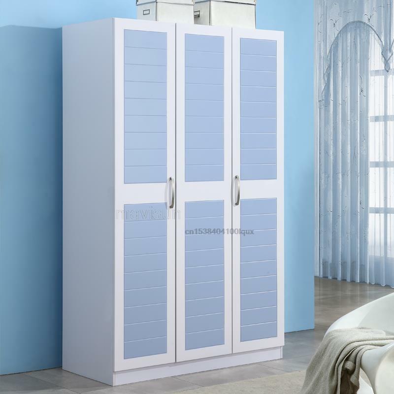 Guarda-roupa das crianças moderno e minimalista conjunto de móveis para crianças rosa azul três portas de duas portas quarto armário de roupeiro doméstico