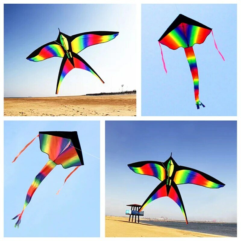 free shipping rainbow bird kite for kids kite nylon toys flying kites children kite line weifang large kite factory ikite store