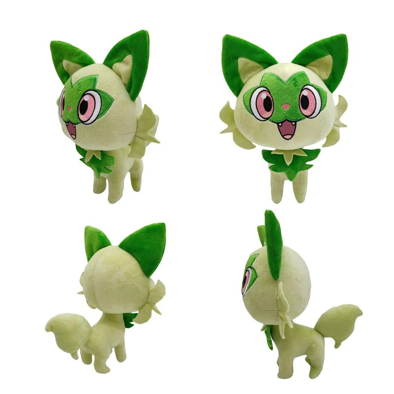 Плюшевая кукла 25 см Sprigatito, Покемон из японского фильма, аниме кошка Sprigatito, зеленая лиса, Fuecoco Quaxly, мягкая игрушка, подарок для детей на день рождения