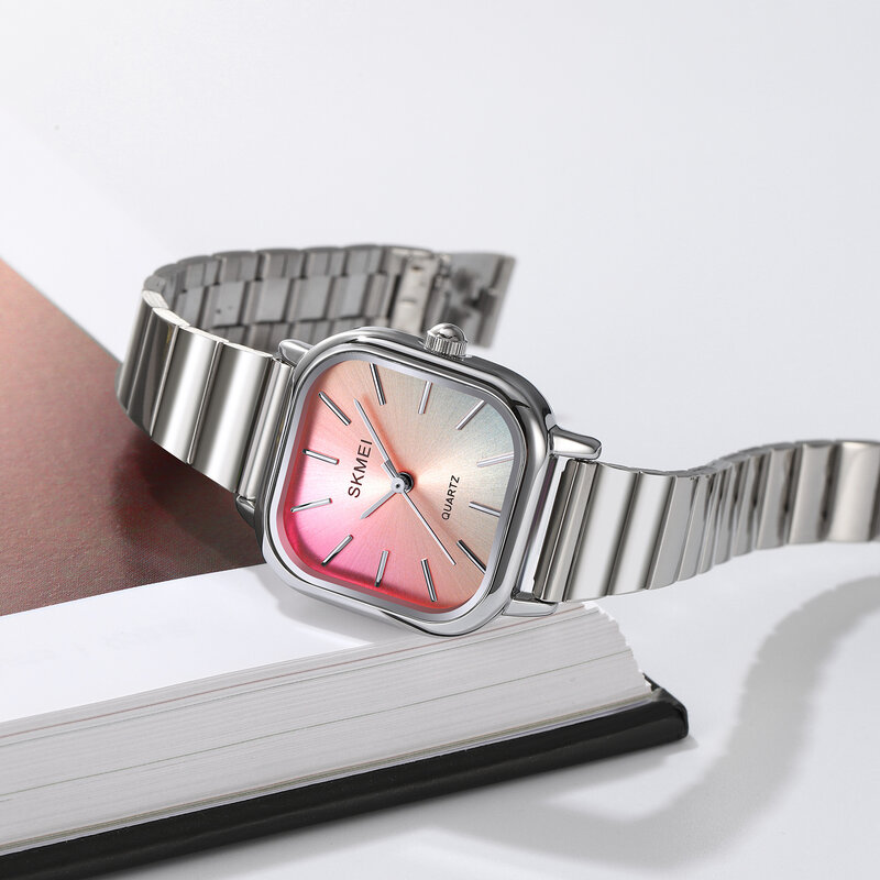 Zegarek SKMEI 2190 reloj mujer luksusowy zegarek ze stalowy pasek nierdzewnej kwarcowy dla kobiet kobiet dziewczyny damskie zegarki wodoodporne