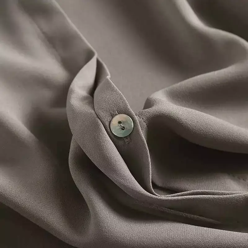 Blusa larga informal con textura suave para mujer, blusa holgada con botones, cuello redondo, manga larga, estilo Retro, a la moda, 2023