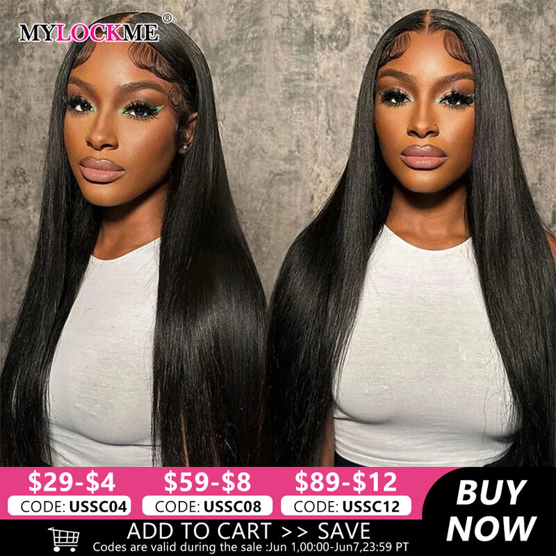 32 34 Inch Bone Straight 13x4 Lace Front Human Hair Wigs Brazilian 13x6 Lace Frontal Wig PrePlucked For Women Remy Hair MYLOCKME
