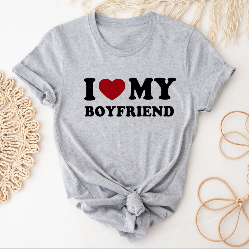 I Love My Boyfriend Girlfriend Me tshirt donna graphic Y2K tshirt abbigliamento giapponese femminile
