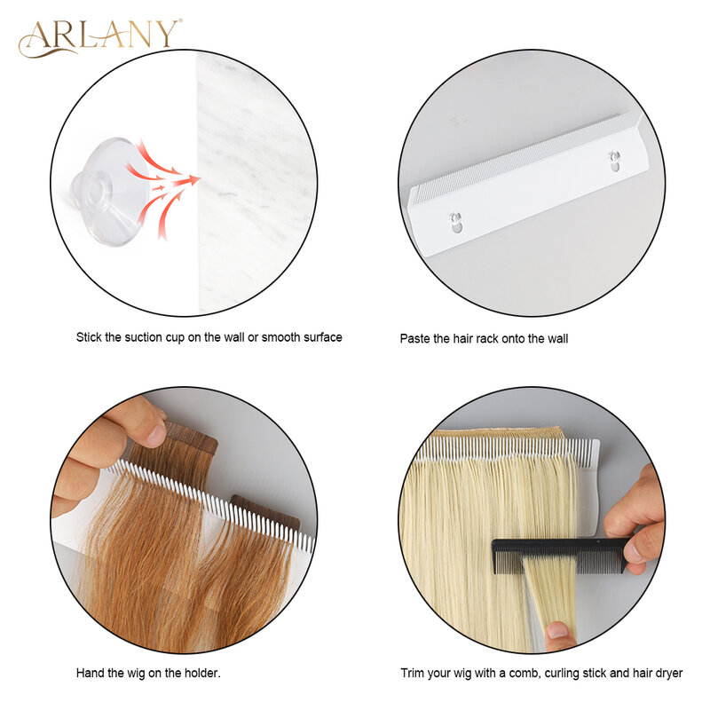 ARLANY-soporte para extensiones de cabello, percha para extensiones de cabello con cinta de doble cara, tejido ligero, exhibición de Wiging, estilismo