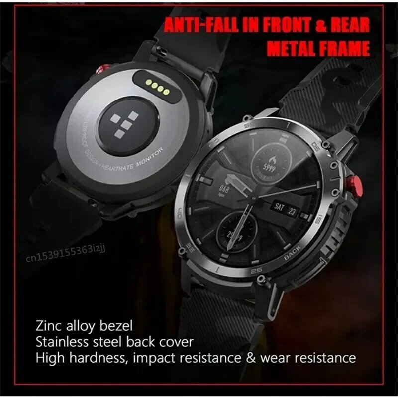 C22 Relógio Inteligente para Homens, Chamada Bluetooth, 1.6 "Tela HD, Memória 4G, 400mAh, Freqüência Cardíaca, Esporte Saudável, Pulseira de Fitness, Smartwatch