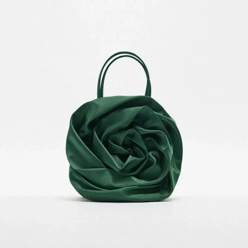 حقيبة يد حريرية مع تصميم زهور مطوي للنساء ، حقيبة مسائية ، علامة تجارية جديدة ، الصيف ، صوفي