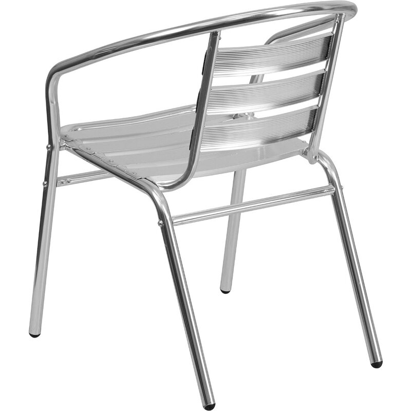 Lila-Chaise empilable pour restaurant, intérieur et extérieur, aluminium, triple latte, dossier et bras, commercial, paquet de 4