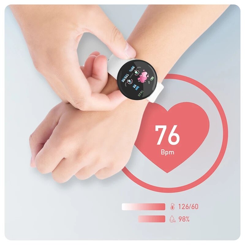 D18 ساعة ذكية الرجال النساء بلوتوث اللياقة البدنية تعقب سوار الرياضة معدل ضربات القلب ضغط الدم Smartwatch للأطفال ساعات المعصم