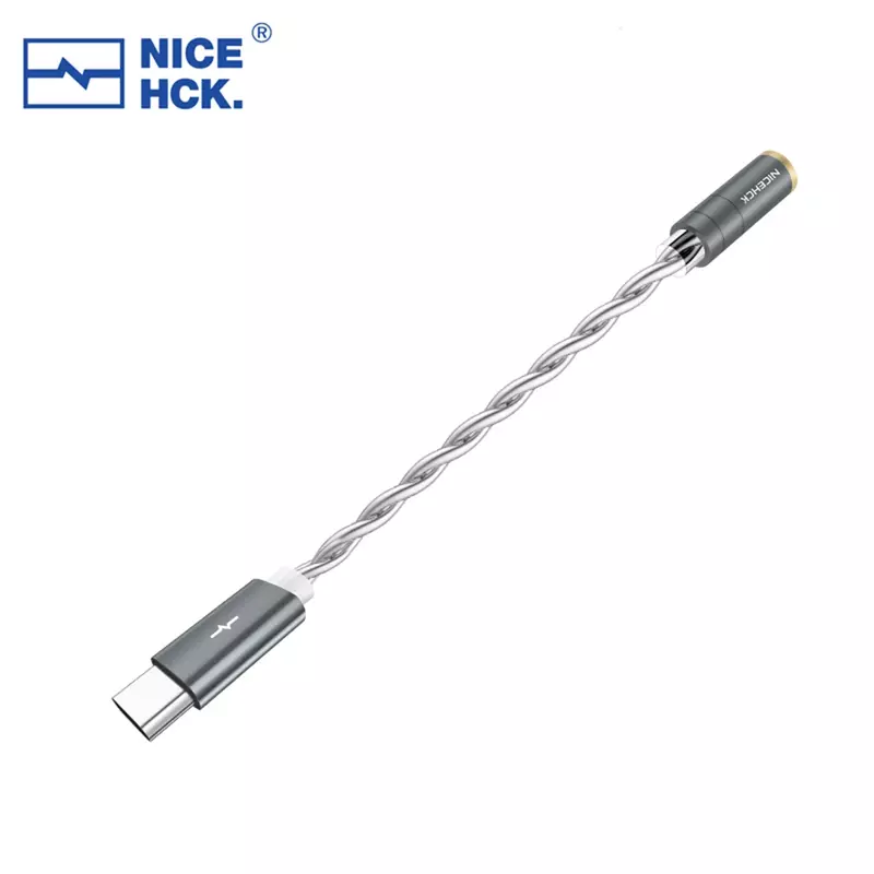 NiceHCK NK1 typ-C do 3.5mm bezstratny przenośny kabel do dekodowania dźwięk cyfrowy HiFi CX31993 Chip OCC i posrebrzany drut mieszany OCC