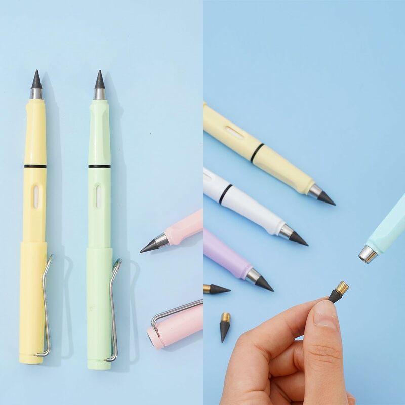 무한 연필 영원히 연필 지우개 포함, 귀여운 영원한 연필, 교체 가능한 영원한 펜