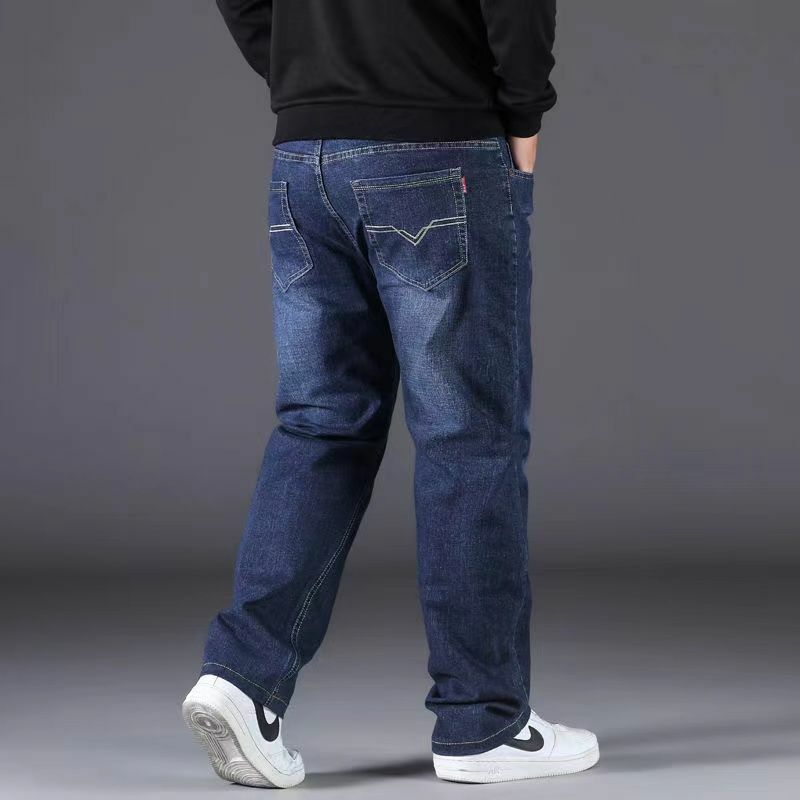 Invisible Open-Seat Pants Autumn and Winter Fleece-Lined Thick Jeans Men's Straight Loose Large Size Full-Open Type Outdoor