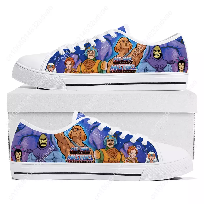 Tênis Low Top Canvas para Casais, sapatos casuais baixos para adolescentes, sapatos personalizados para homens e mulheres, He-Man Mestres do Universo