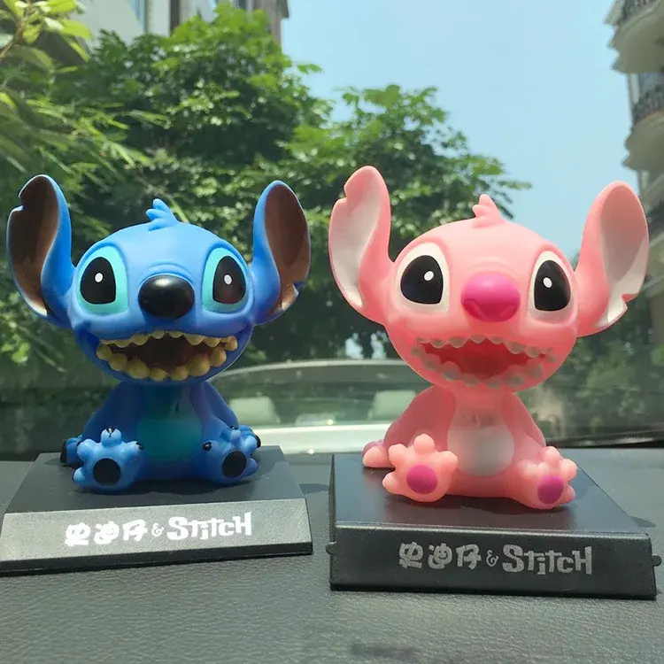 Disney Stitch Toy Cartoon Car Accessories Mobile Phone Holder Shaking Head Doll Cute Car Interior Car Accessories Action Figures