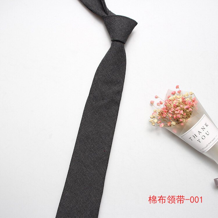 Linbaiway – cravate Slim unie pour hommes, en coton, décontractée, noire, de styliste, étroite, pour affaires, mariage