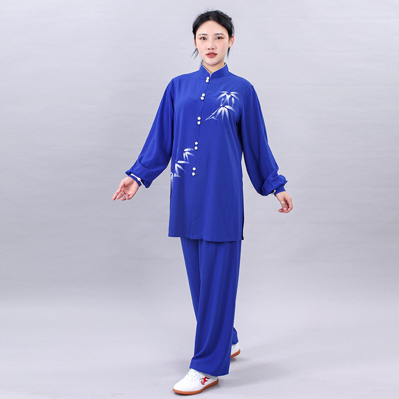 Uniforme d'arts martiaux de Kung Fu Wushu pour femmes, veste et pantalon Wing Chun, col montant à boutons financièrement, chapelle Tai imbibée, vêtements de performance