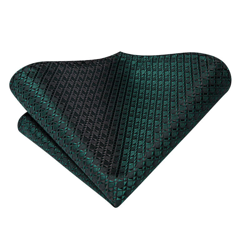 Hi-Tie темно-зеленый новый дизайнерский элегантный мужской галстук ЖАККАРДОВЫЙ галстук аксессуар шейный платок искусственные запонки