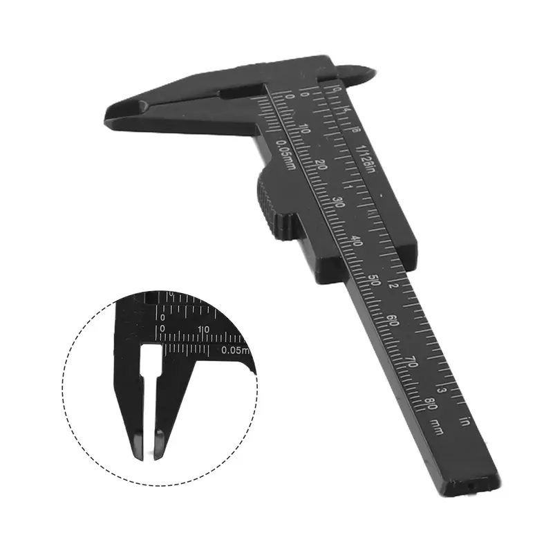 Mini herramienta de medición deslizante de plástico, calibrador Vernier deslizante, regla de calibre, micrómetro, piezas de repuesto, herramienta de mano de medición, 80mm, 1pc