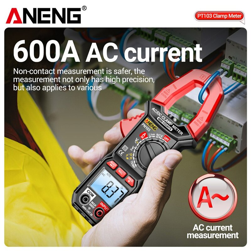 ANENG PN103 6000 отсчетов цифровой клещи мультиметр 600A AC ток AC/DC тестер напряжения Гц Емкость NCV Ом диодные тестеры