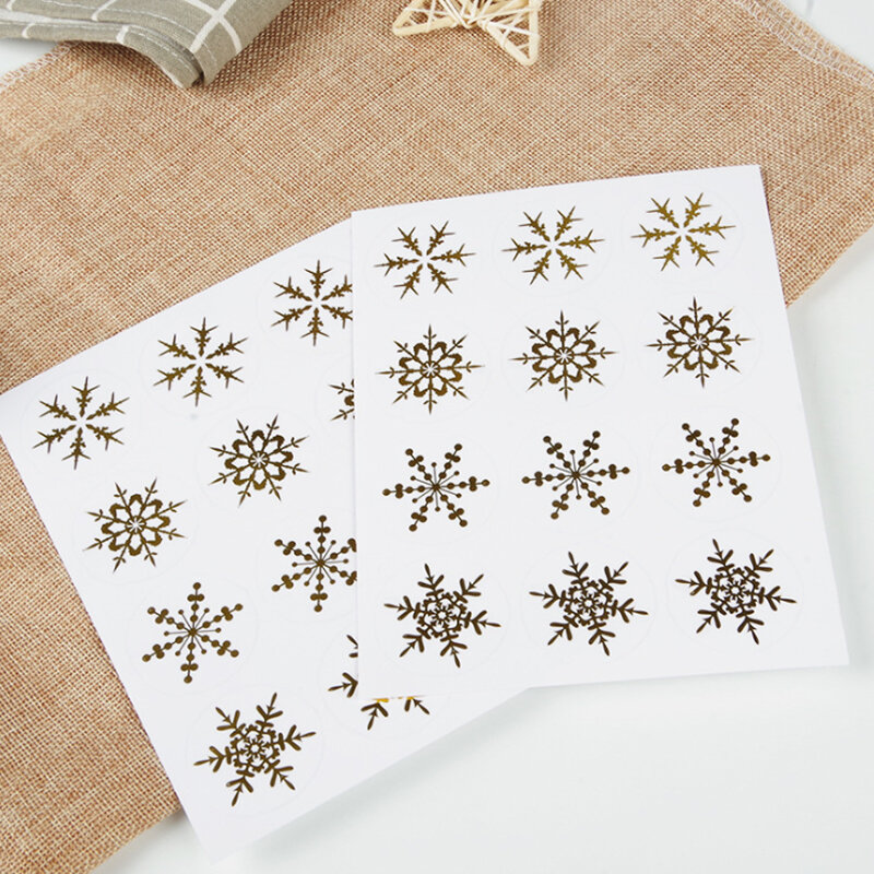 Transparente Golden Snowflake Padrão Seal Etiqueta Adesivos, DIY Gift, Decoração de Feliz Natal, 3,5 centímetros, 120Pcs por lote