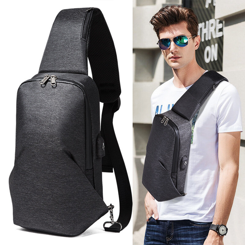 Sac de poitrine de style ChimCool pour hommes, sac à bandoulière lancé unique, chargement USB, petit sac à dos de sport pour jeunes, nouveau, 2024