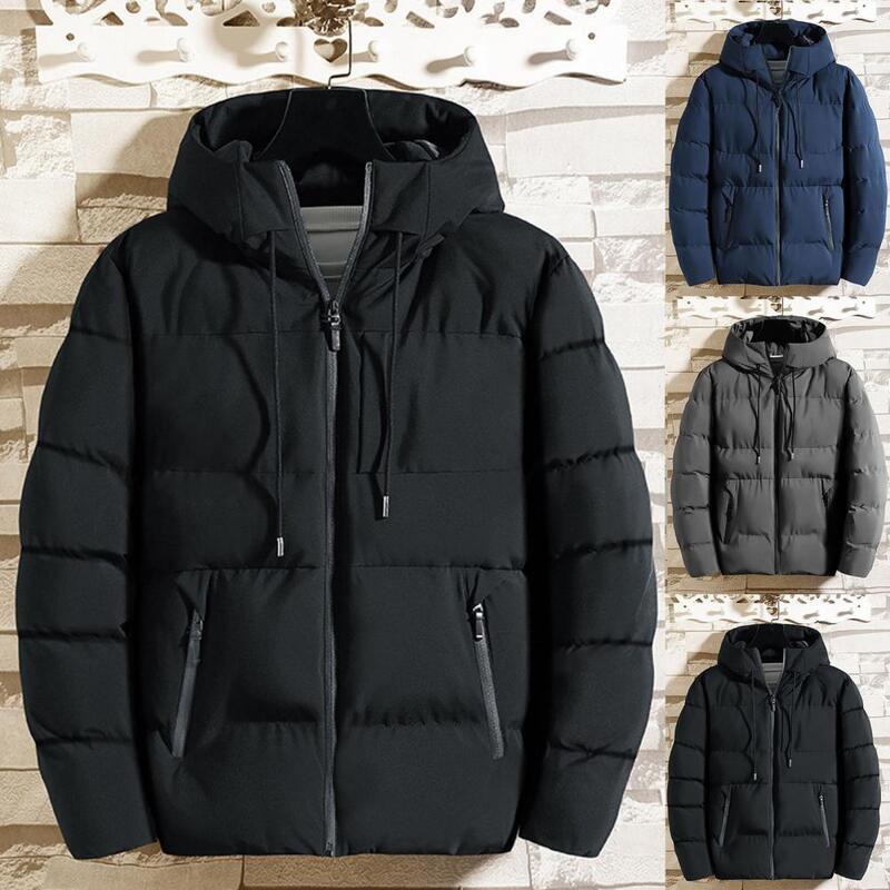 Jaket berlapis katun untuk pria, jaket Luaran parka hangat tebal bertudung ukuran Plus kasual baru musim gugur dan dingin 2024