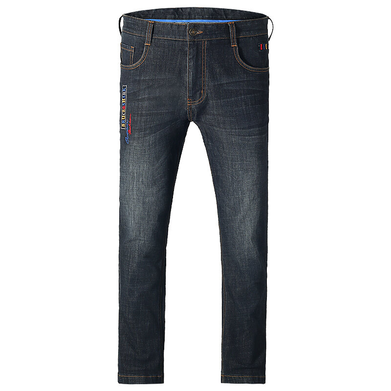 2023 nowe letnie męskie jeansy rozciągające bawełniane luźne proste dorywczo mody dżinsy męskie spodnie duże rozmiary 8529 Bruce & Shark