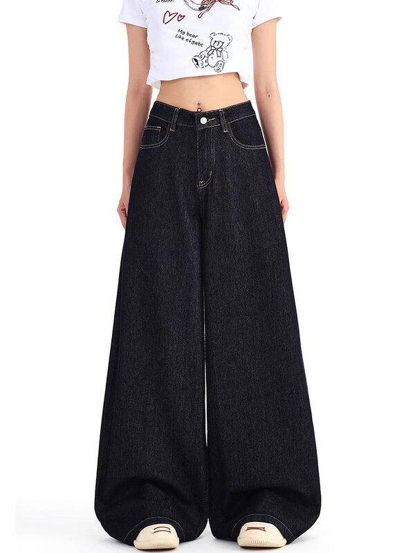 Wijde Pijpen Jeans Voor Vrouwen Hoge Taille Harajuku Vintage Rechte Pijpen Broek 2024 Nieuwe Dame Losse Denim Broek Streetwear