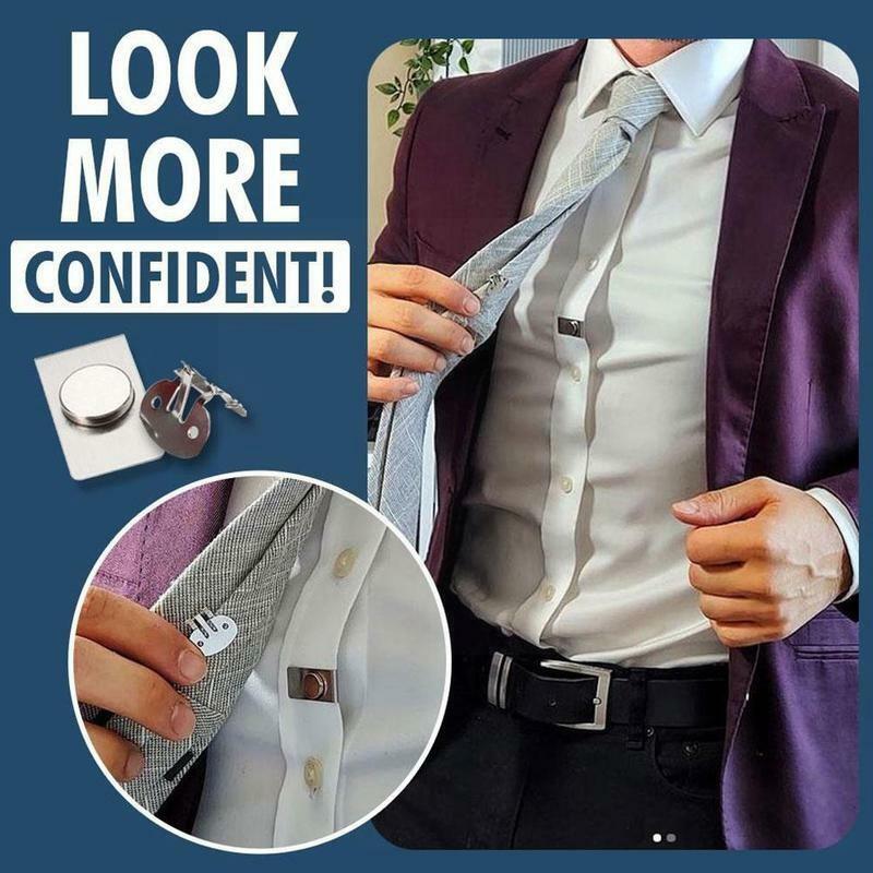 Il fermacravatta ad adsorbimento automatico con magnete in acciaio invisibile fisso con cravatta nascosta per accessori donna uomo Q2J3