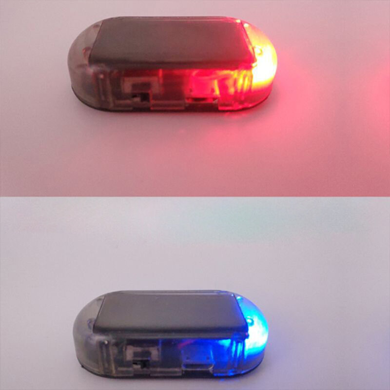 Lampu peringatan Anti Maling ABS 2/3/5 2 buah, lampu Alarm palsu Alarm mobil simulasi kekuatan tenaga surya mudah dipasang