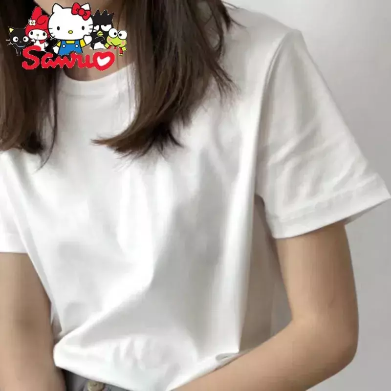 MINISO Melody Kuromi Hello Kitty Cinnamoroll Pochacco Summer Wide-leg Pants Women's Versatile Elastic Waist Straight-leg Slacks