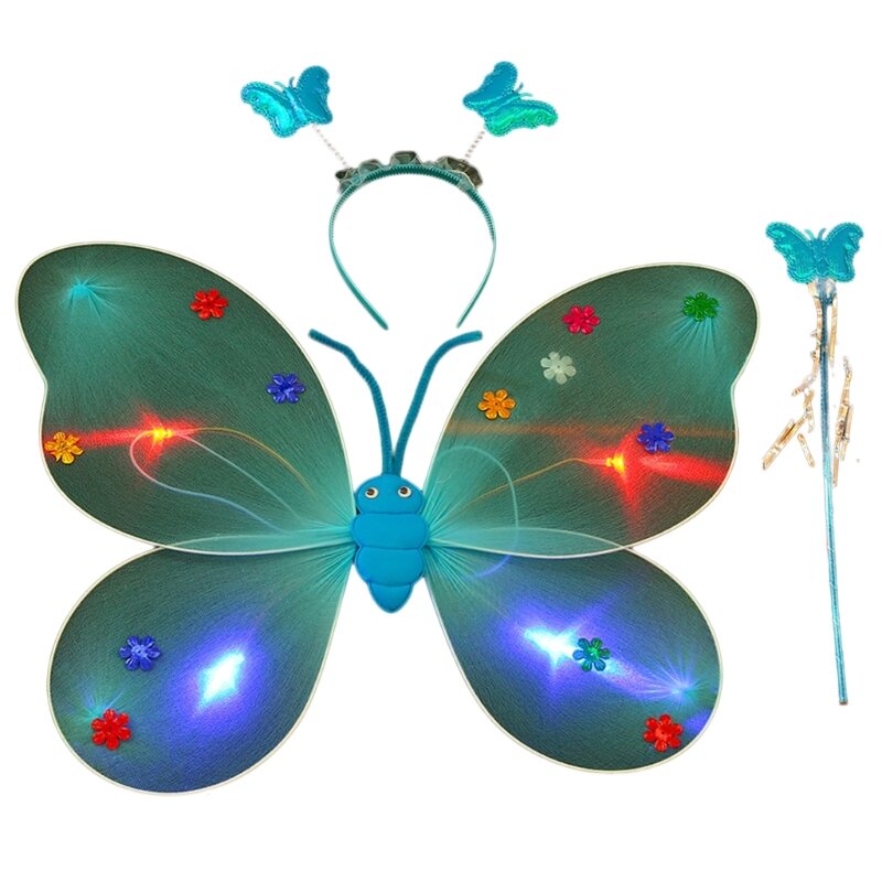 N80C LED Light Up Prestaties Kostuum Vlinder Fee Engelenvleugels Grappig Aankleden Vlinder Vleugel Kostuum Cosplays Prop