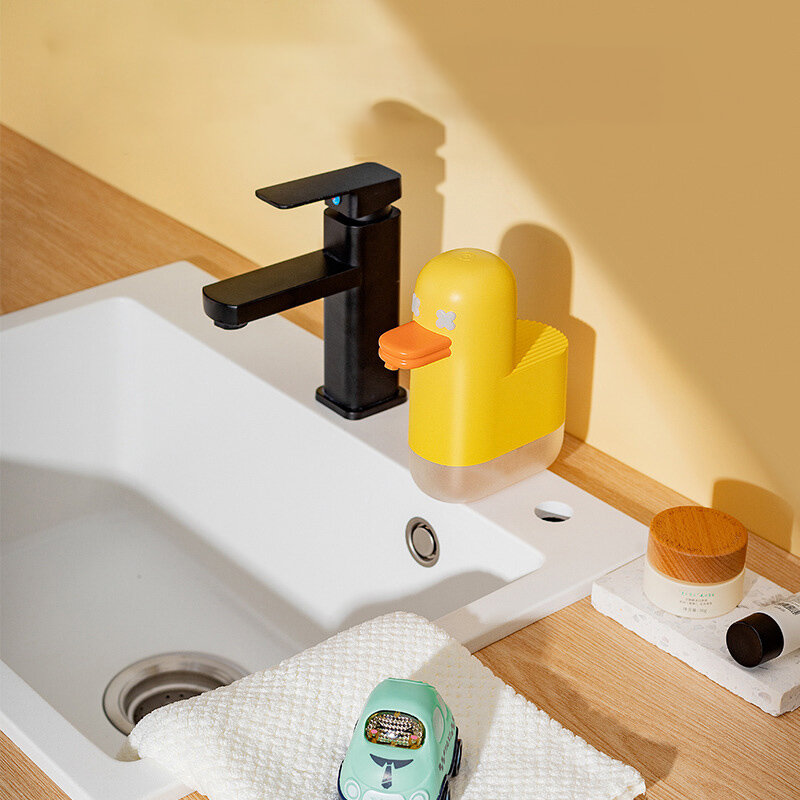 Dispensador de jabón de espuma con sensor automático para niños, desinfectante de manos antibacteriano, pato de burbujas, carga USB, sin contacto, doméstico