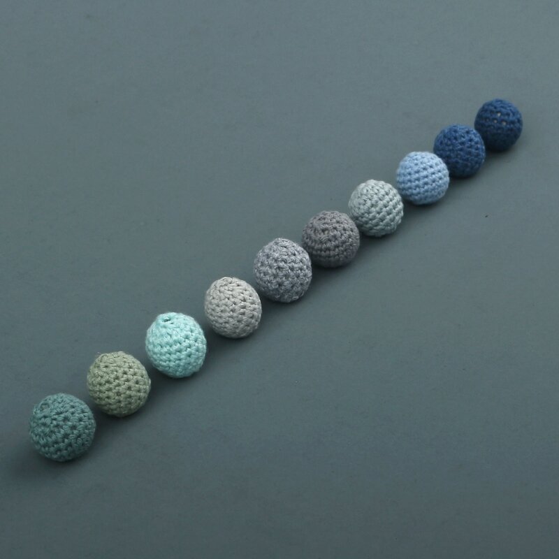 Perles artisanales colorées au Crochet, 5 pièces, 16mm, pour fabrication bijoux