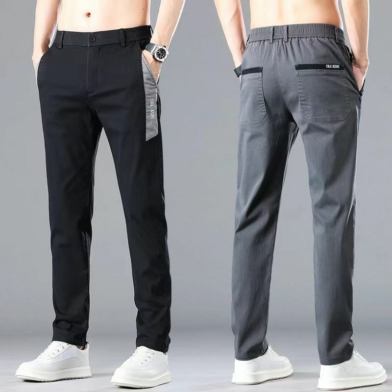 Брюки мужские однотонные для работы и отдыха, модные удобные универсальные штаны в стиле пэчворк, повседневные брюки для среднего возраста, лето
