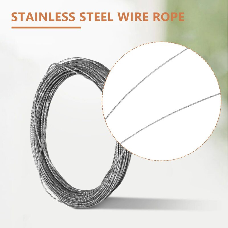 Aparejo de Cable de cuerda de alambre de acero inoxidable, Extra, longitud: 15m, diámetro: 1,0mm