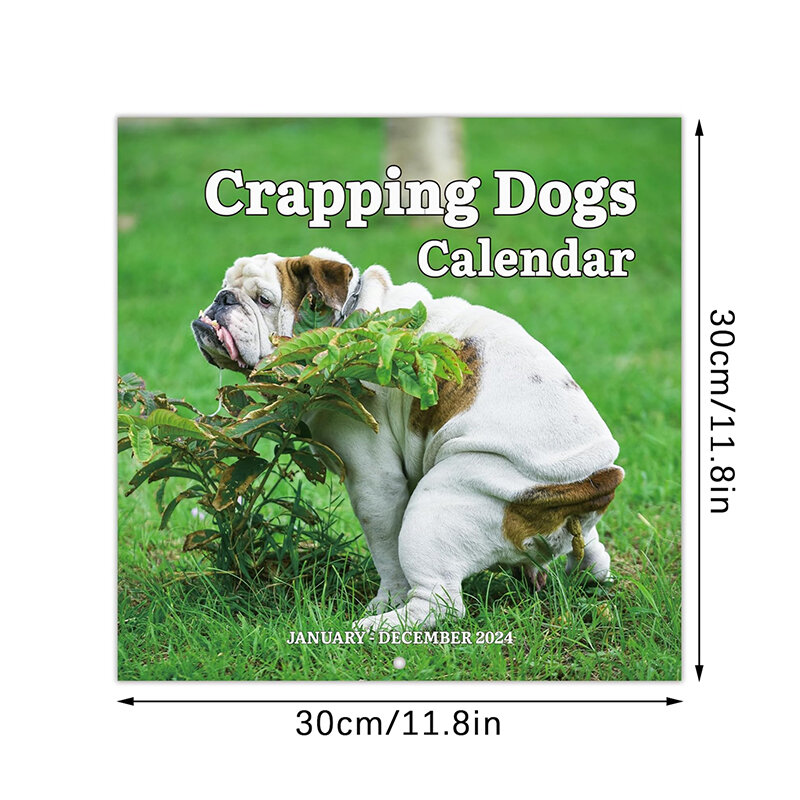 Calendário de parede para decoração Home, 12 Mensal Pooping Dogs, Funny Dog Calendar, Perfect Christmas Gift, 2022