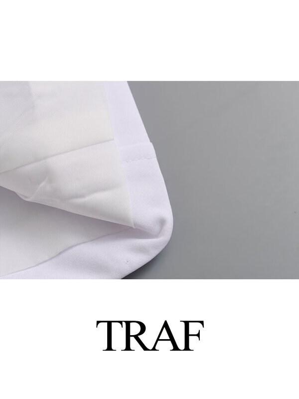 TRAF 2024 kobiety modne letnie płaszcze białe kołnierzyki z długim rękawem guziki dwurzędowa damska marynarka biurowa