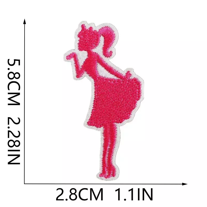 2024 Hot łatka haftowana DIY naklejki dla lalek Barbie naszywki termosamoprzylepne emblemat żelazko na naszywkach płócienna torba akcesoria z tkaniny kapeluszowej