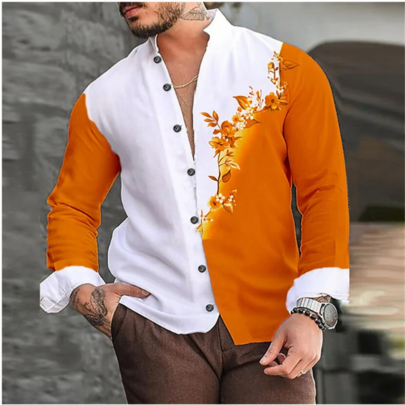 Mode Herren Shirt Muster gedruckt Button Top Langarm übergroßen Shirt Kleidung Design bequem S-6XL Sommer