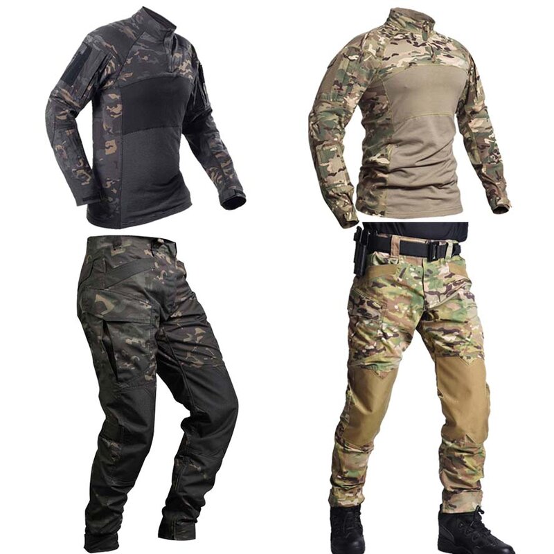 Camo Legerjas Mannen Uniform Pakken Militaire Lange Shirt Multicam Airsoft Paintball Tactische Gevechtsshirt Jachtkleding