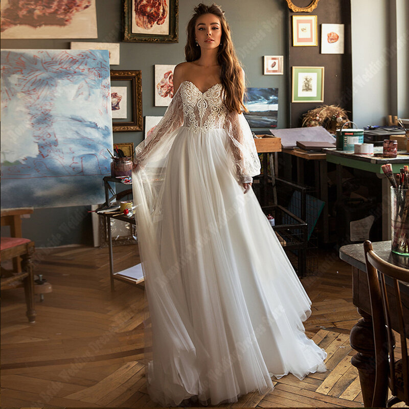 Vestido De novia De gasa con hombros descubiertos Para Mujer, traje Elegante De Fiesta, longitud hasta la rodilla, 2024