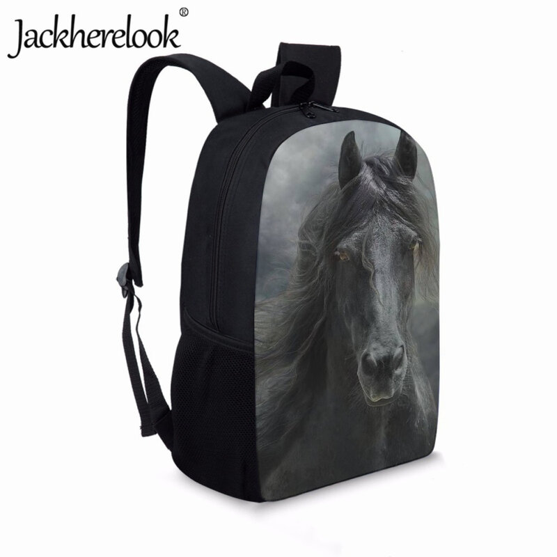 Jackherelook-mochila escolar con estampado 3D de caballo para estudiantes, bolso de viaje de ocio para adolescentes, bolsa de diseño para ordenador portátil