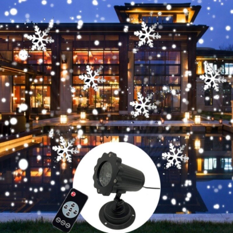 Lampu proyeksi salju Natal LED, lampu panggung dalam ruangan luar ruangan, lampu pesta keluarga, lampu suasana meriah Tahun Baru