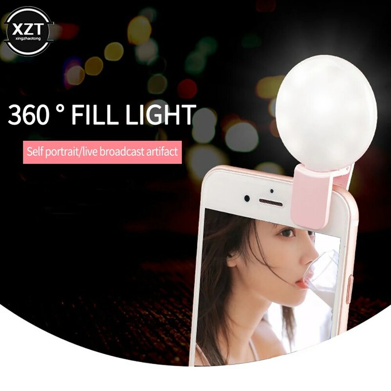Portable Mini Selfie Ring Light LED Flash Phone Lens Light USB Rechargeable Clip Mobile Phone Fill Lamp Women Selfie Lights